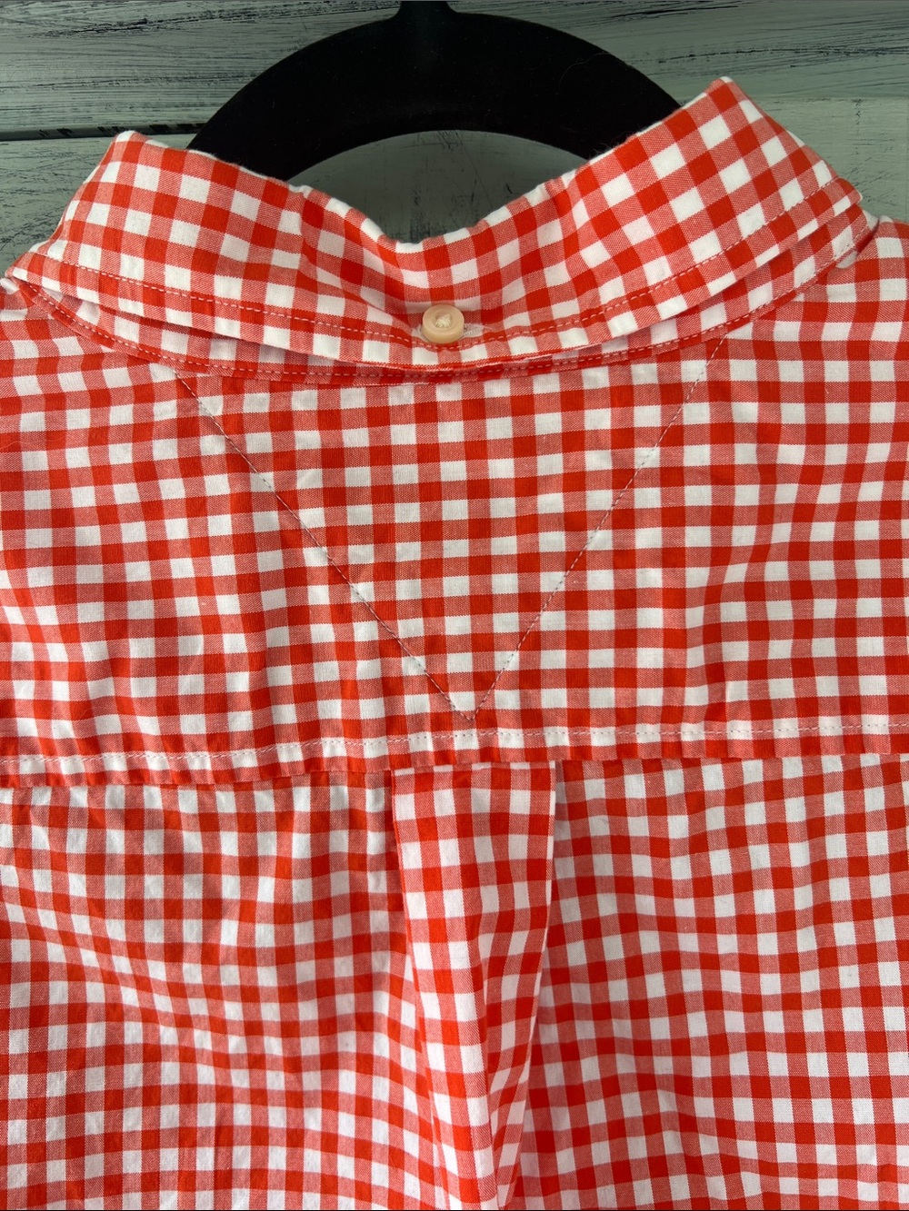 Tommy Hilfiger Orange and White Gingham Button-Down Shirt Size L Classic Fit - Picture 6 of 7